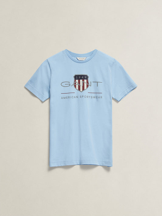 Gant Boys Blue Printed Regular Fit Archieve Shield T-Shirt