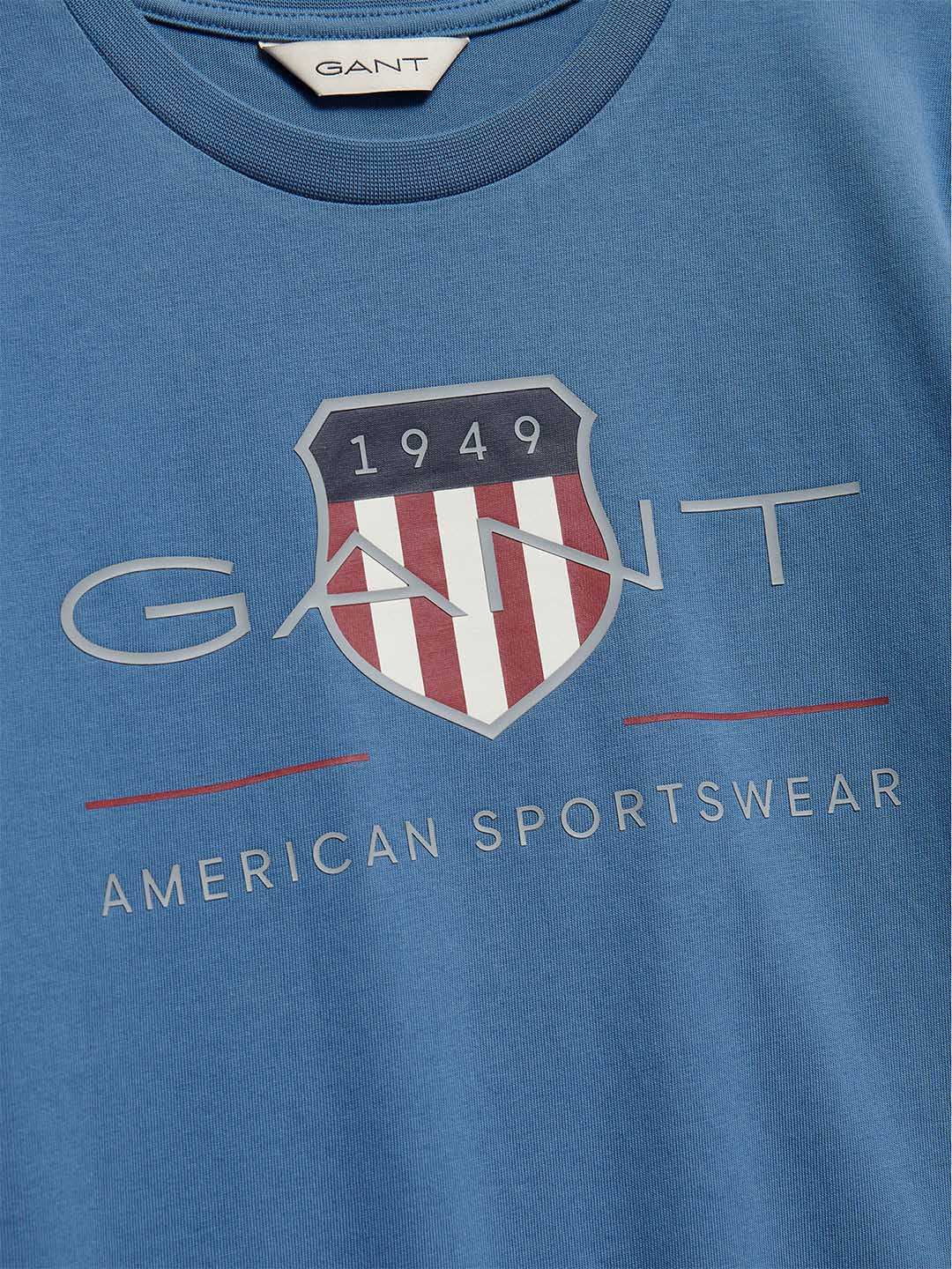 Gant Boys Navy Blue Printed Regular Fit Archieve Shield T-Shirt