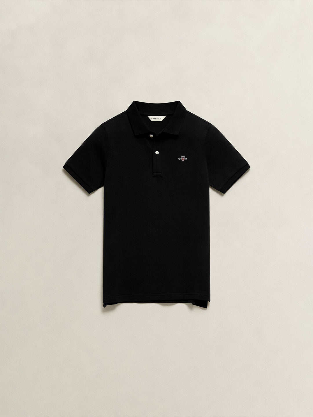 Gant Boys Black Solid Regular Fit Shield Pique Polo T-Shirt