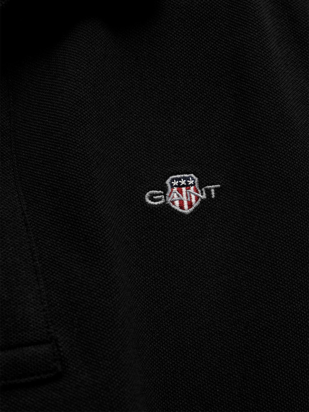 Gant Boys Black Solid Regular Fit Shield Pique Polo T-Shirt