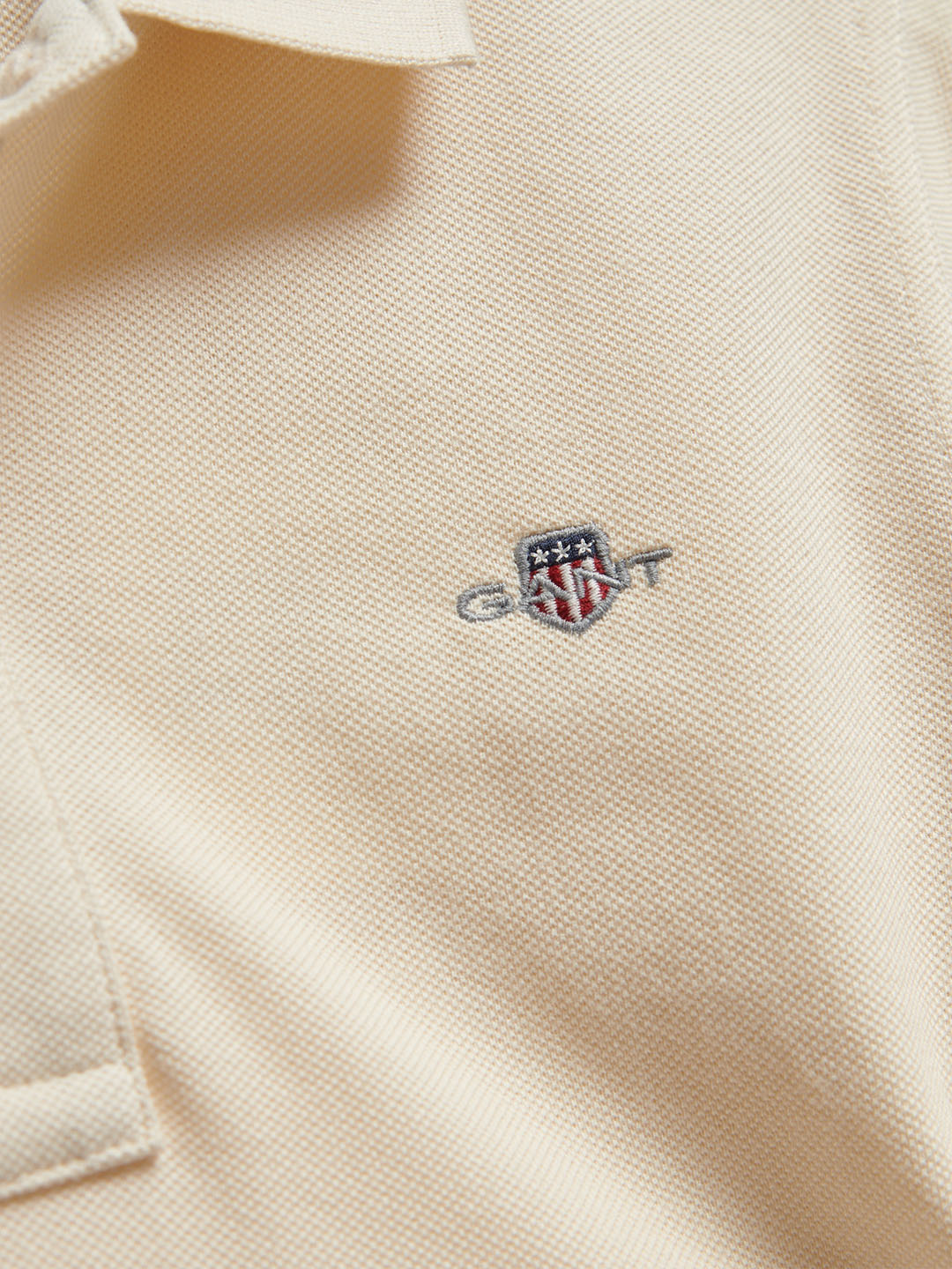 Gant Boys Cream Solid Regular Fit Shield Pique Polo T-Shirt