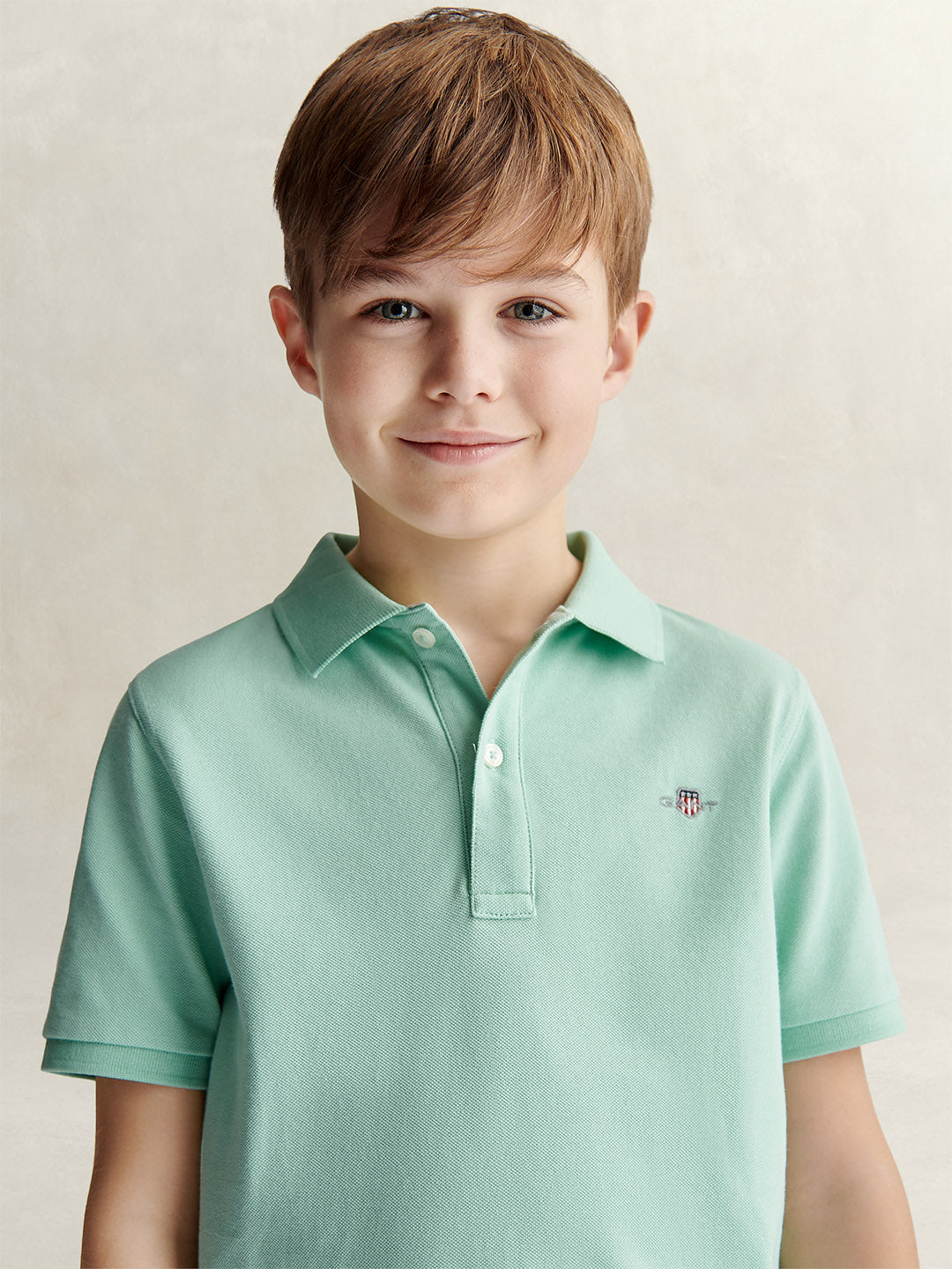 Gant Boys Green Solid Regular Fit Polo T-Shirt