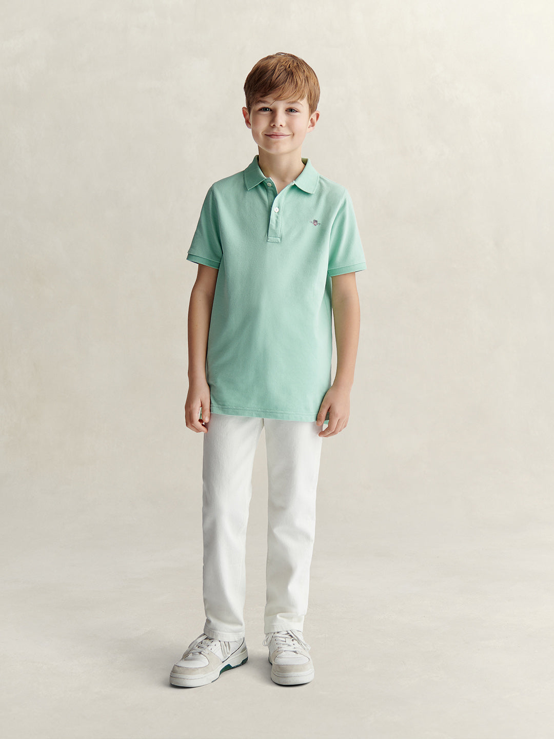 Gant Boys Green Solid Regular Fit Polo T-Shirt