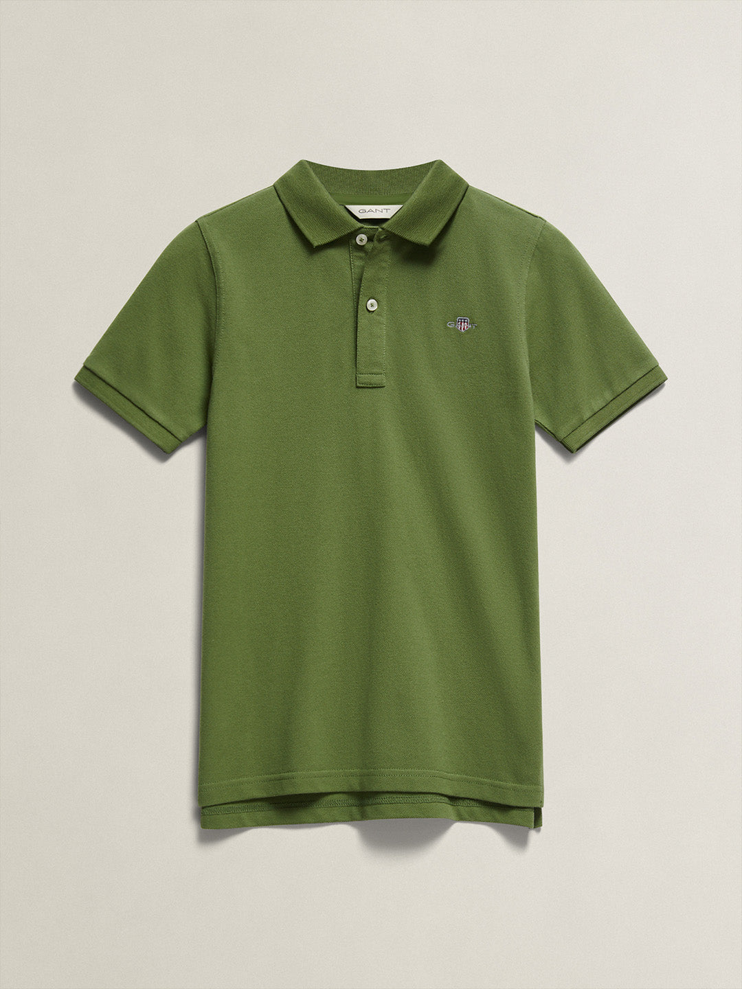 Gant Boys Dark Green Solid Regular Fit Shield Pique Polo T-Shirt