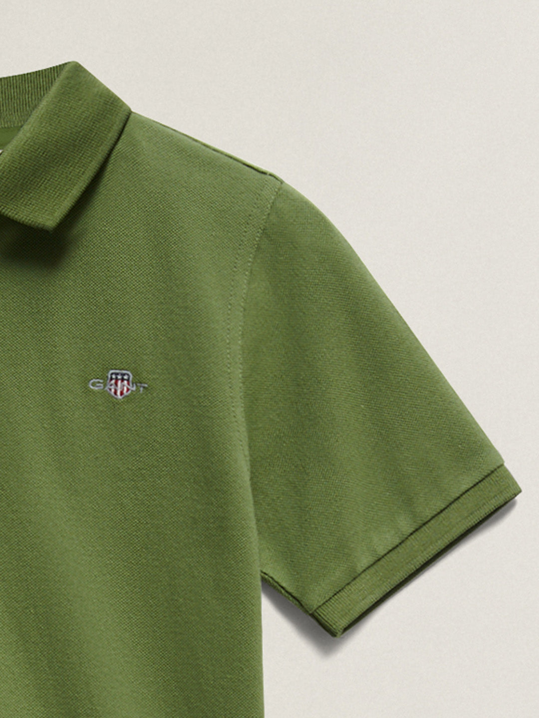 Gant Boys Dark Green Solid Regular Fit Shield Pique Polo T-Shirt