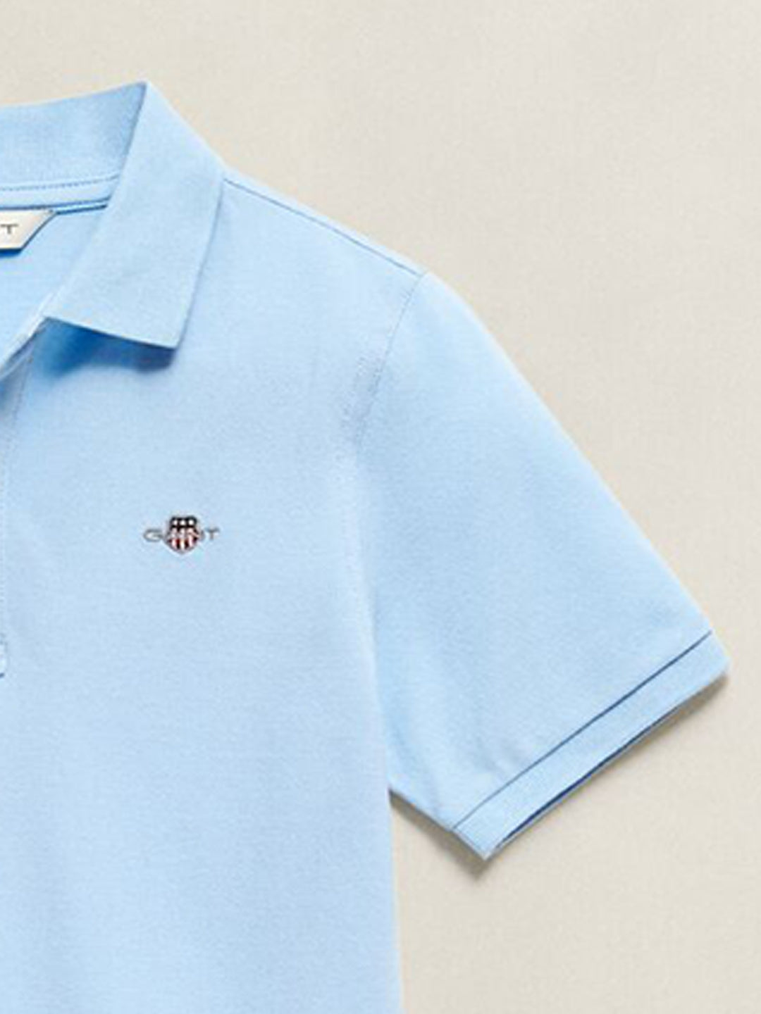 Gant Boys Blue Solid Regular Fit Shield Pique Polo T-Shirt