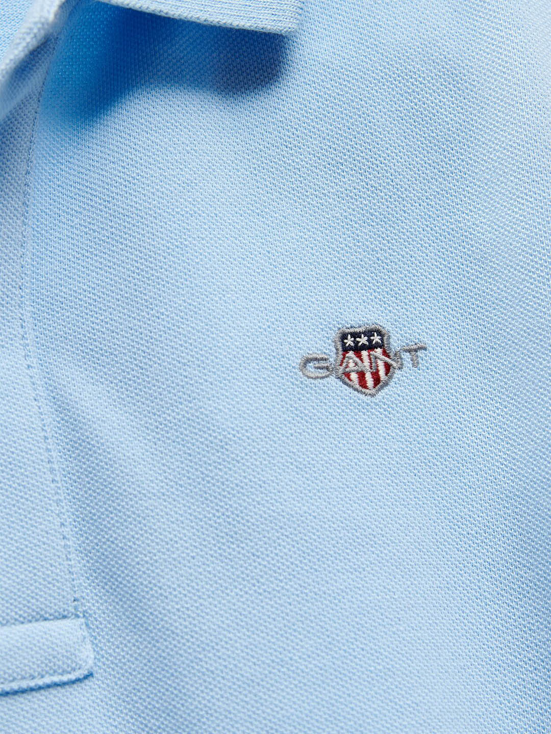 Gant Boys Blue Solid Regular Fit Shield Pique Polo T-Shirt
