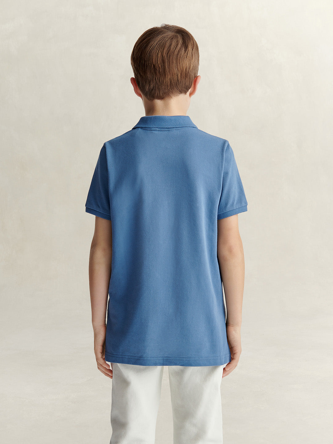 Gant Boys Blue Solid Regular Fit Shield Pique Polo T-Shirt