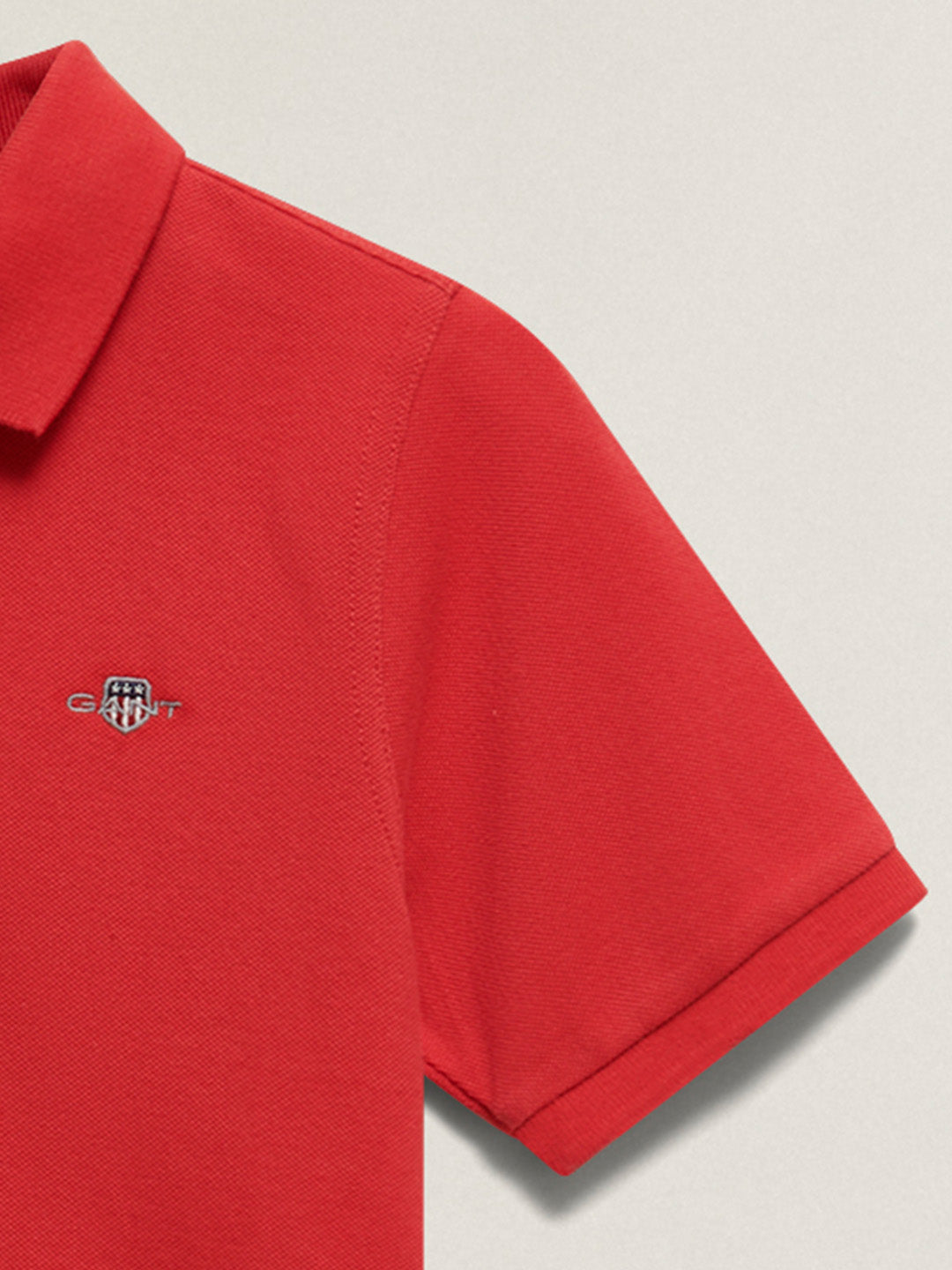 Gant Boys Red Solid Regular Fit Shield Pique Polo T-Shirt