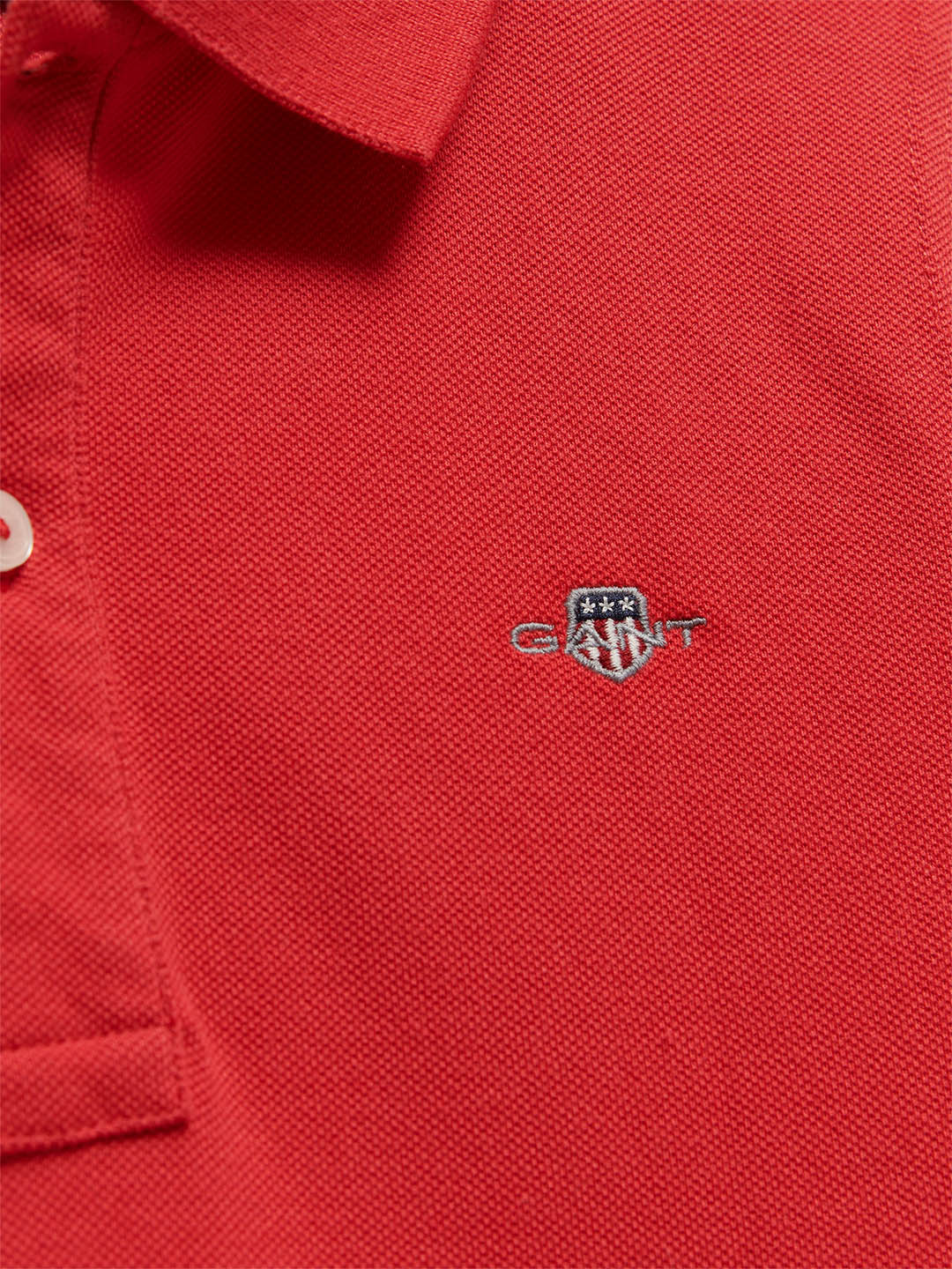 Gant Boys Red Solid Regular Fit Shield Pique Polo T-Shirt