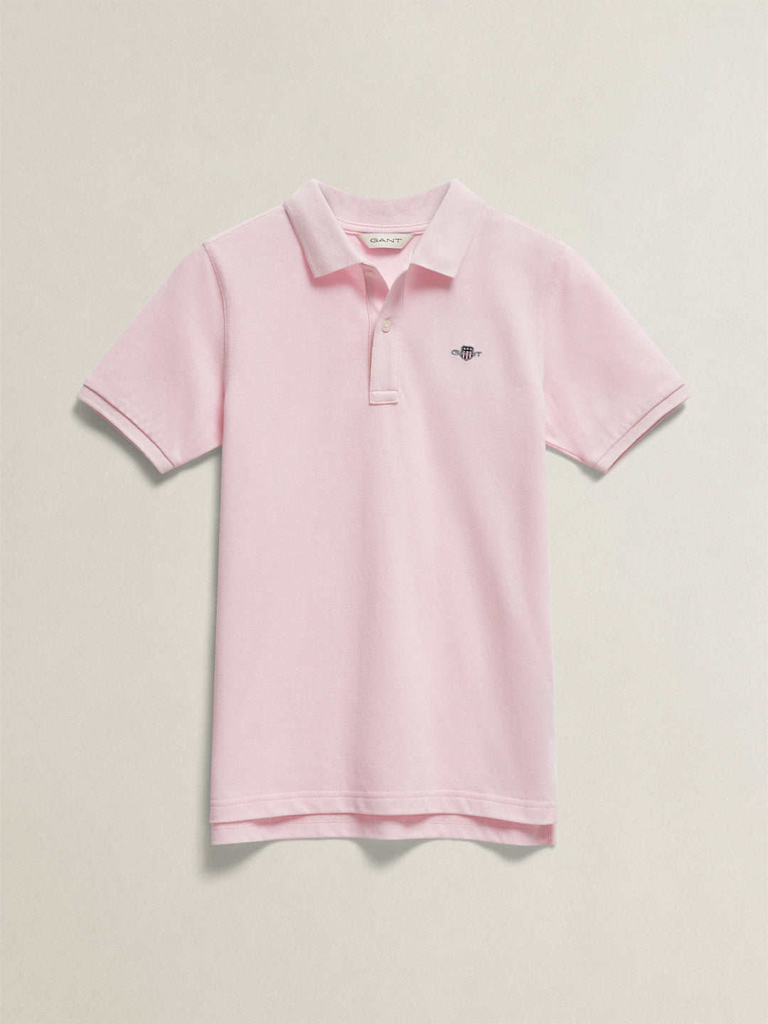 Gant Boys Pink Solid Regular Fit Shield Pique Polo T-Shirt