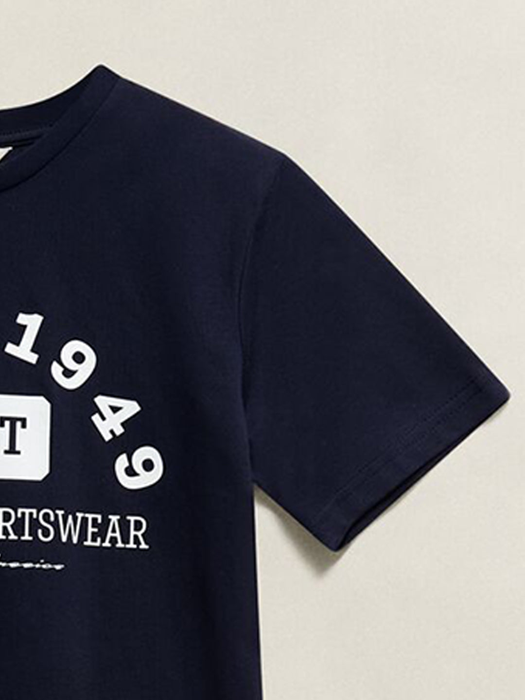 Gant Boys Navy Blue Graphic Print Regular Fit Pure Cotton T-Shirt