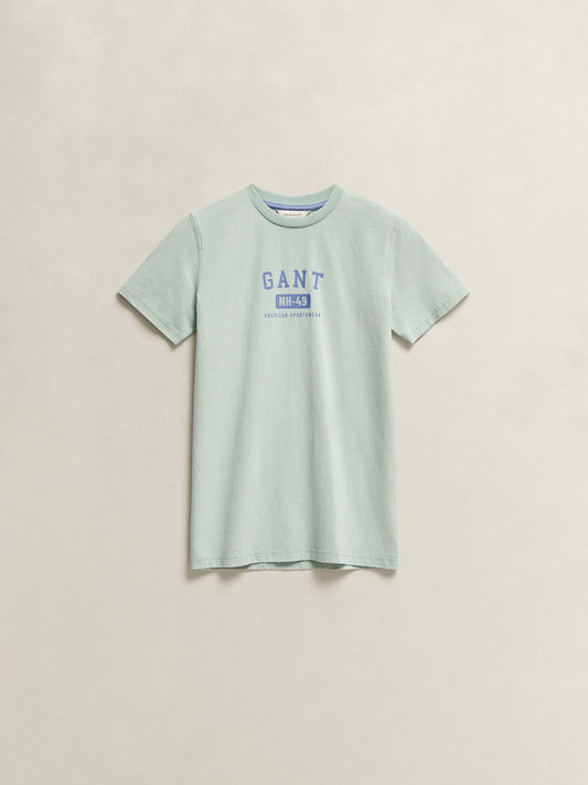 Gant Boys Green Solid Relaxed Fit Pure Cotton T-Shirt