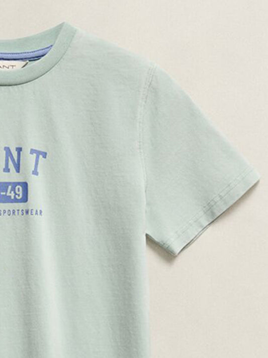 Gant Boys Green Solid Relaxed Fit Pure Cotton T-Shirt