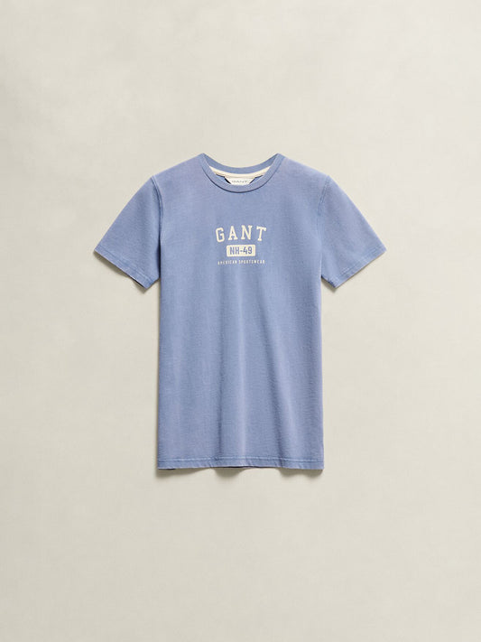 Gant Boys Blue Graphic Print Relaxed Fit Pure Cotton T-Shirt