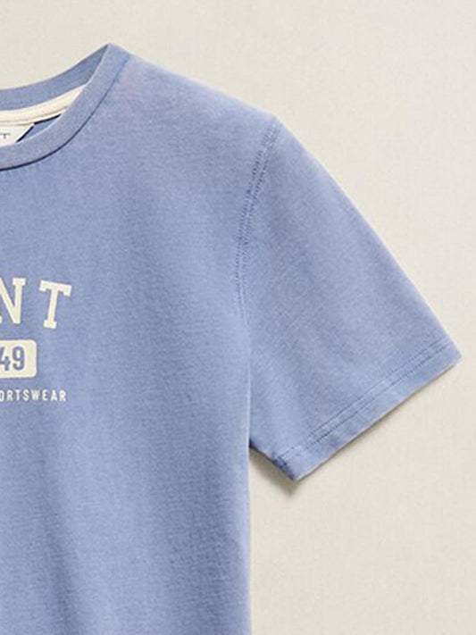 Gant Boys Blue Graphic Print Relaxed Fit Pure Cotton T-Shirt