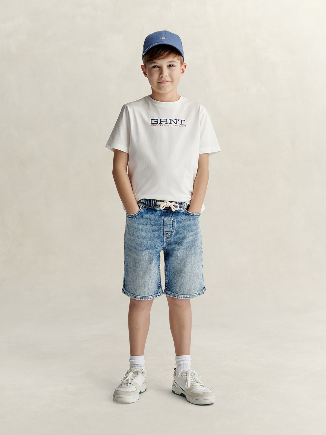 Gant Boys White Printed Round Neck T-Shirt