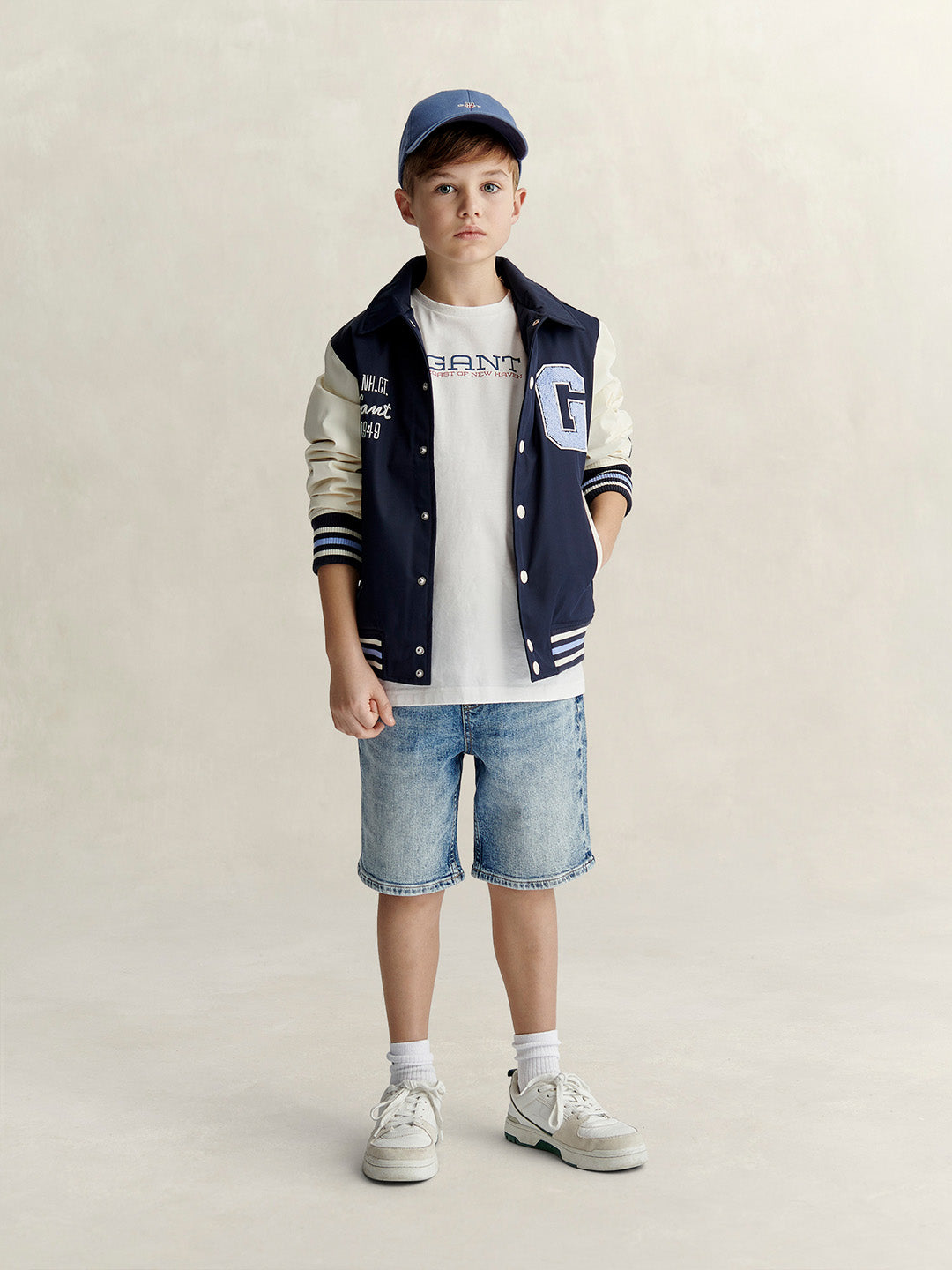 Gant Boys White Printed Round Neck T-Shirt