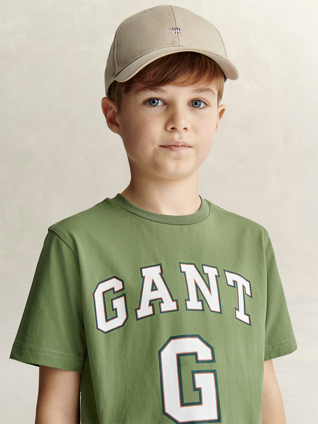 Gant Boys Green Printed Regular Fit Pure Cotton T-Shirt