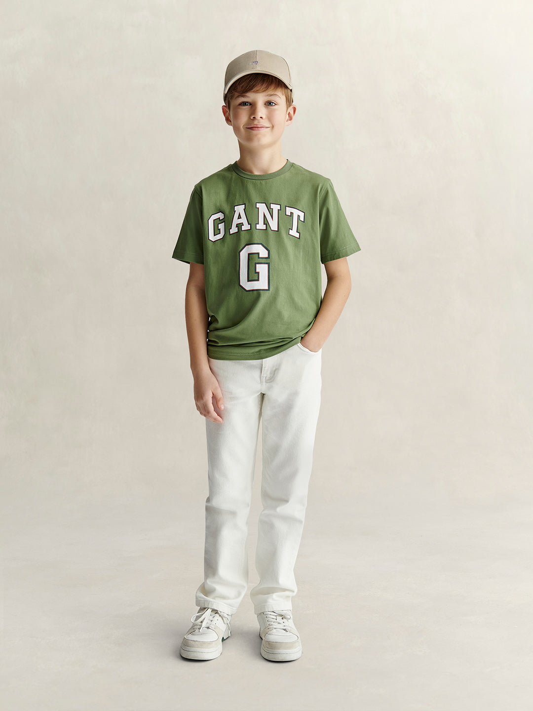 Gant Boys Green Printed Regular Fit Pure Cotton T-Shirt