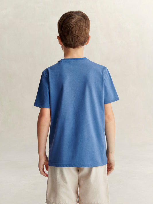 Gant Boys Blue Printed Relaxed Fit Pure Cotton T-Shirt