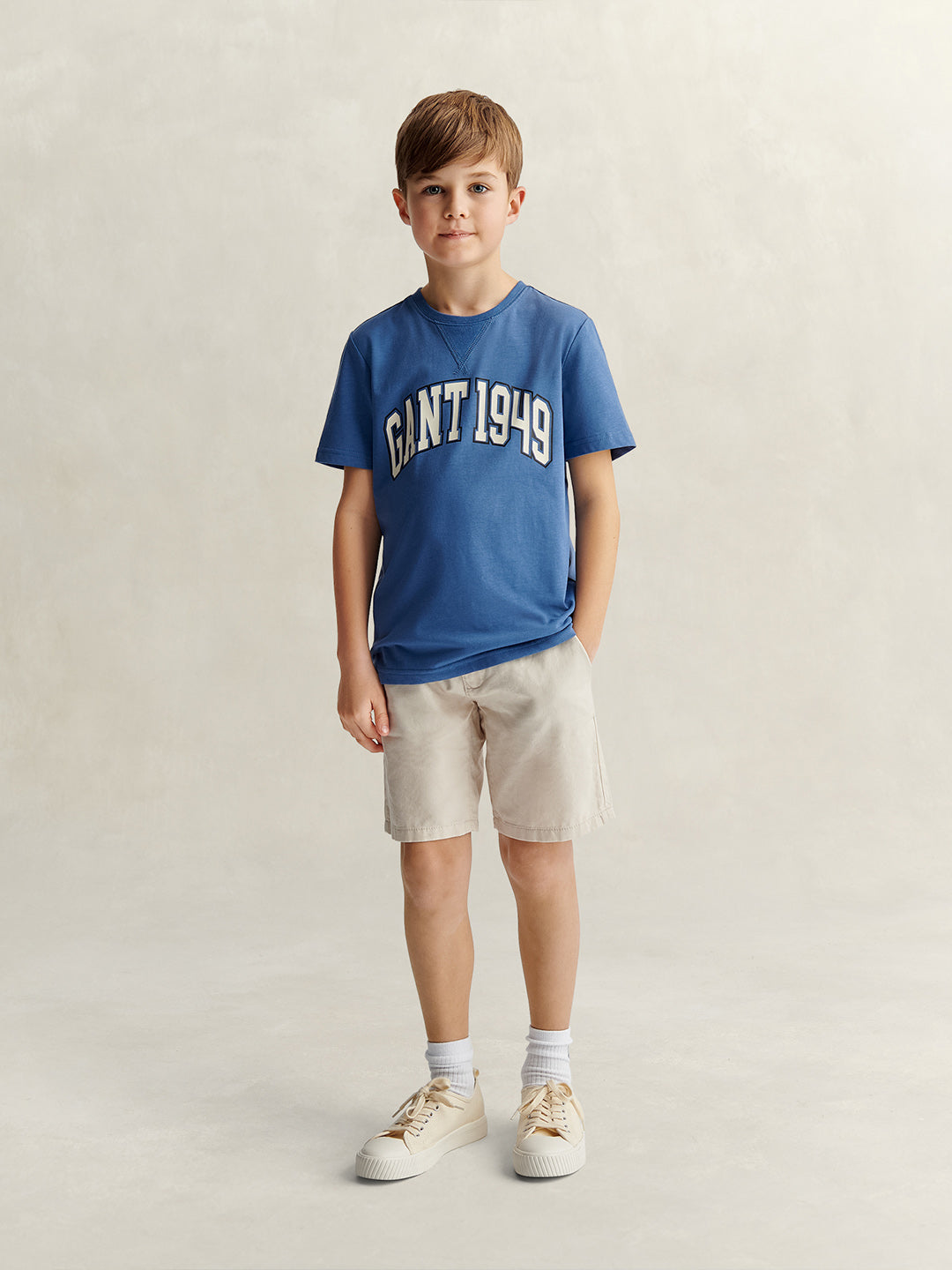 Gant Boys Blue Printed Relaxed Fit Pure Cotton T-Shirt