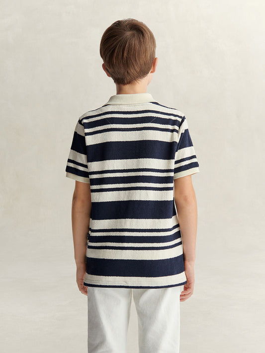 Gant Boys Blue Striped Regular Fit Polo T-Shirt
