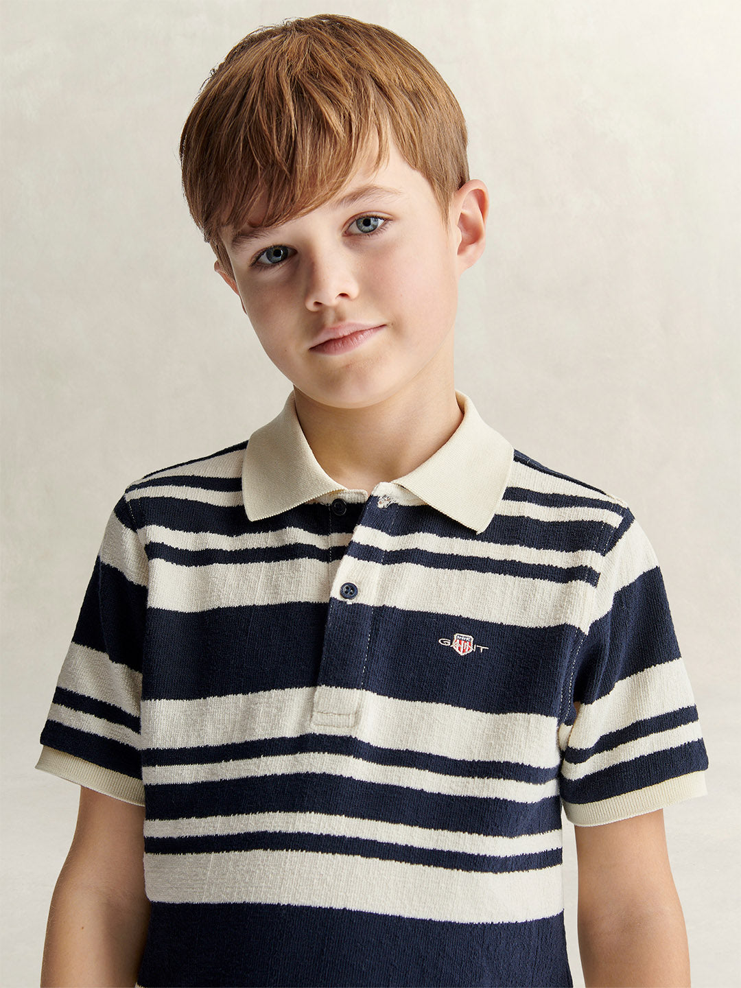Gant Boys Blue Striped Regular Fit Polo T-Shirt