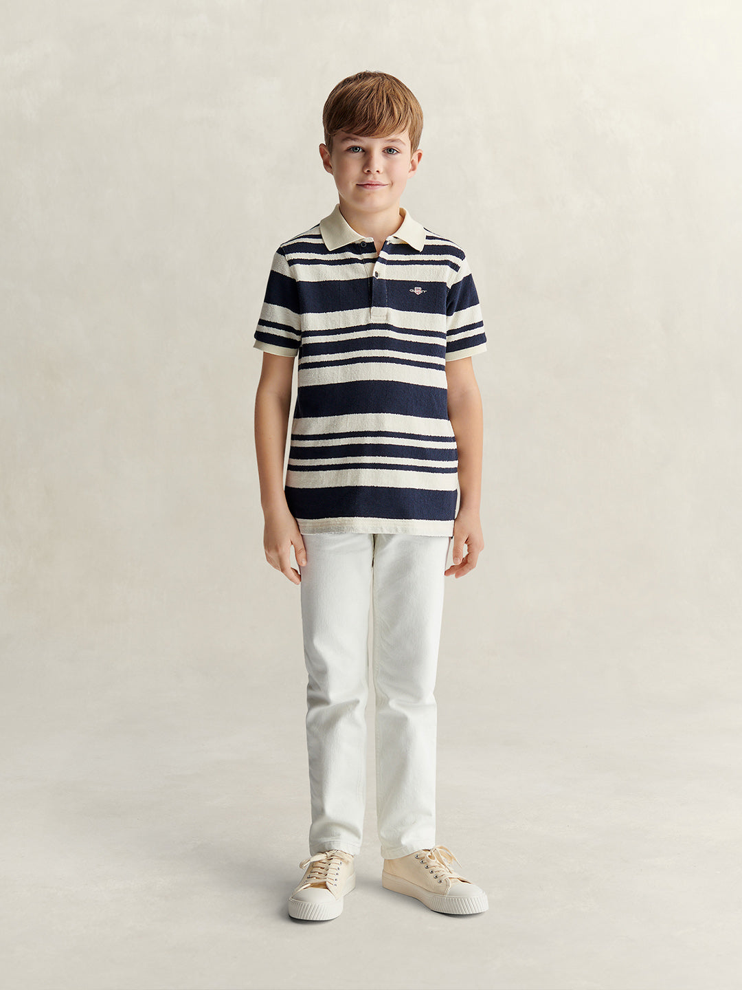 Gant Boys Blue Striped Regular Fit Polo T-Shirt