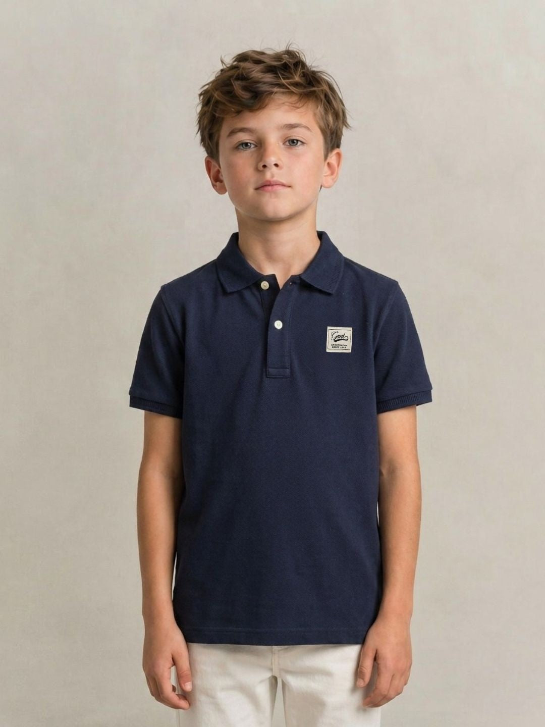 Gant Navy Cotton Boys Regular Fit Polo Tshirt