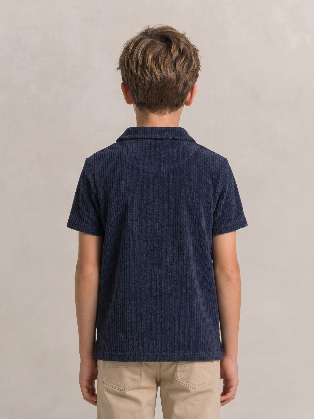Gant Blue Cotton Textured Boys Regular Fit Polo Tshirt