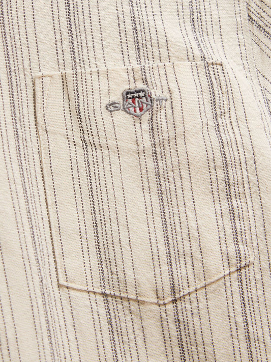 Gant Boys Cream Striped Relaxed Fit Shield Shirt