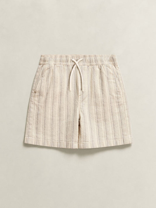 Gant Boys Cream Striped Regular Fit Linen Shorts