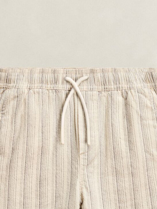 Gant Boys Cream Striped Regular Fit Linen Shorts