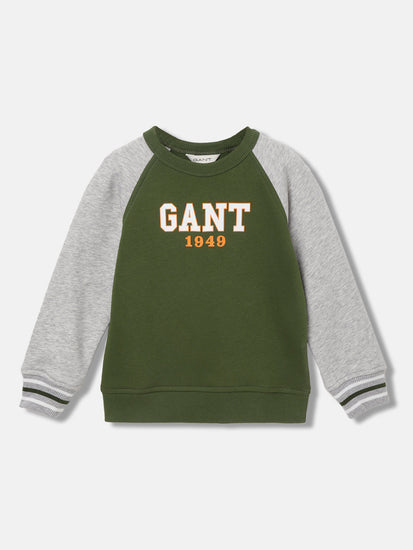 Gant Boys Olive Colourblocked Round Neck Long Sleeves Sweatshirts