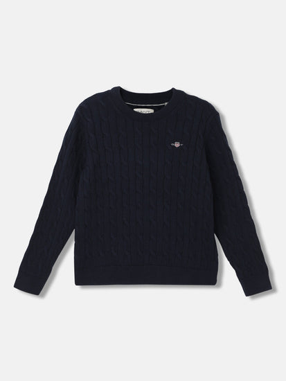 Gant Boys Self-Design Full Sleeves Round Neck Sweater