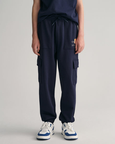 Gant Boys Navy Blue Solid Mid-Rise Joggers Style Track Pants