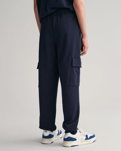 Gant Boys Navy Blue Solid Mid-Rise Joggers Style Track Pants