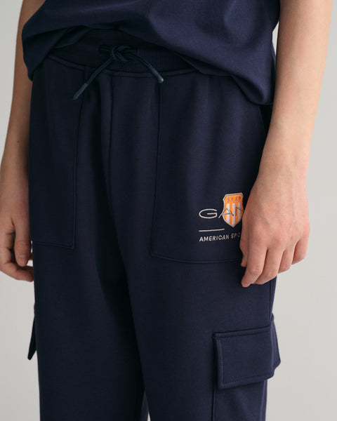 Gant Boys Navy Blue Solid Mid-Rise Joggers Style Track Pants