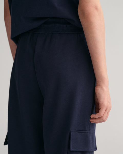 Gant Boys Navy Blue Solid Mid-Rise Joggers Style Track Pants