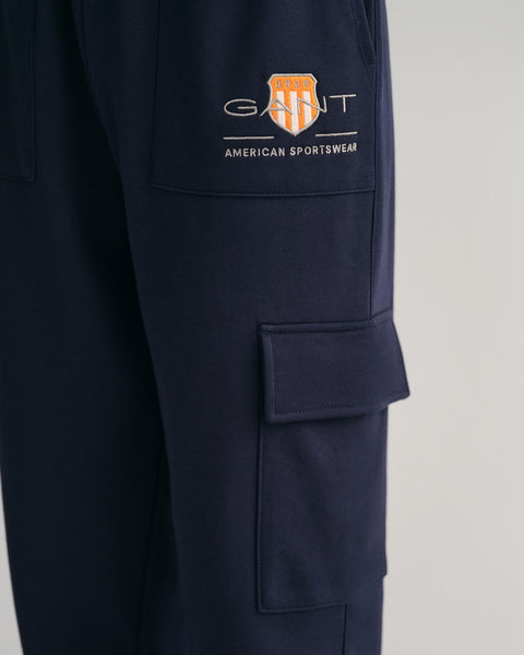 Gant Boys Navy Blue Solid Mid-Rise Joggers Style Track Pants