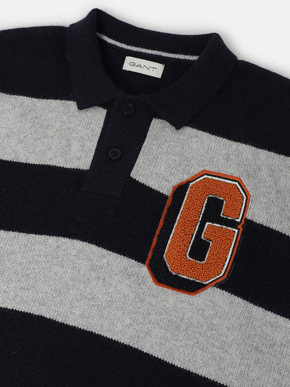 Gant Boys Striped Full Sleeves Spread Collar Sweater