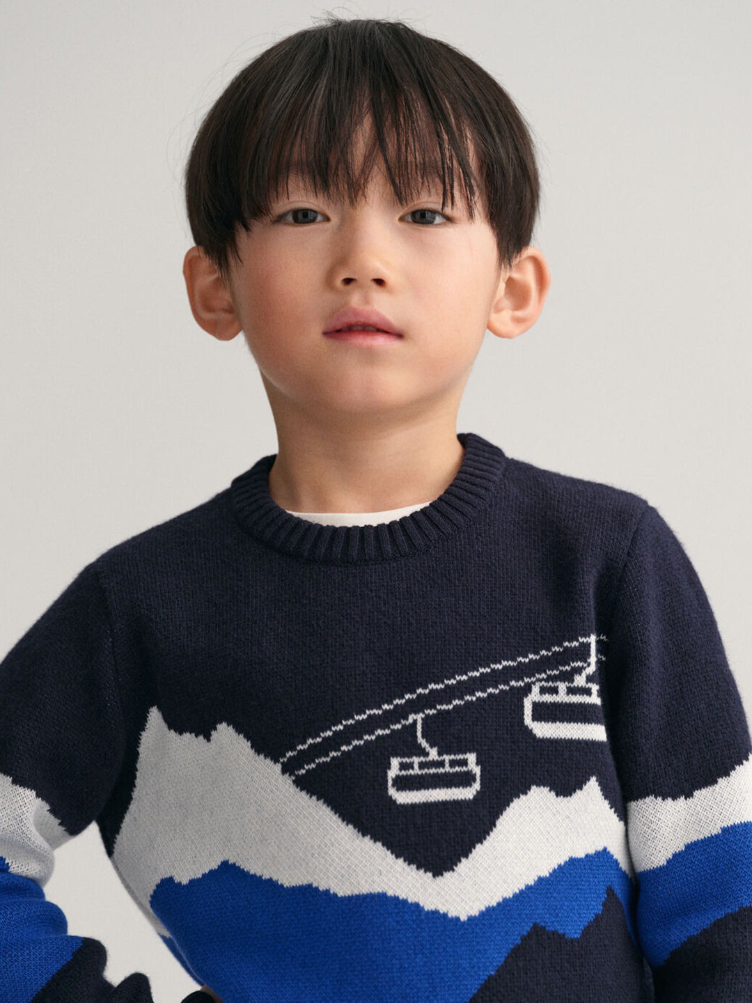 Gant Boys Self Design Round Neck Full Sleeves Sweater