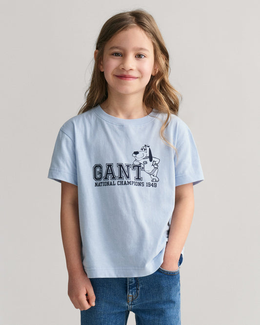 Gant Boys Blue Printed Round Neck Short Sleeves T-shirt