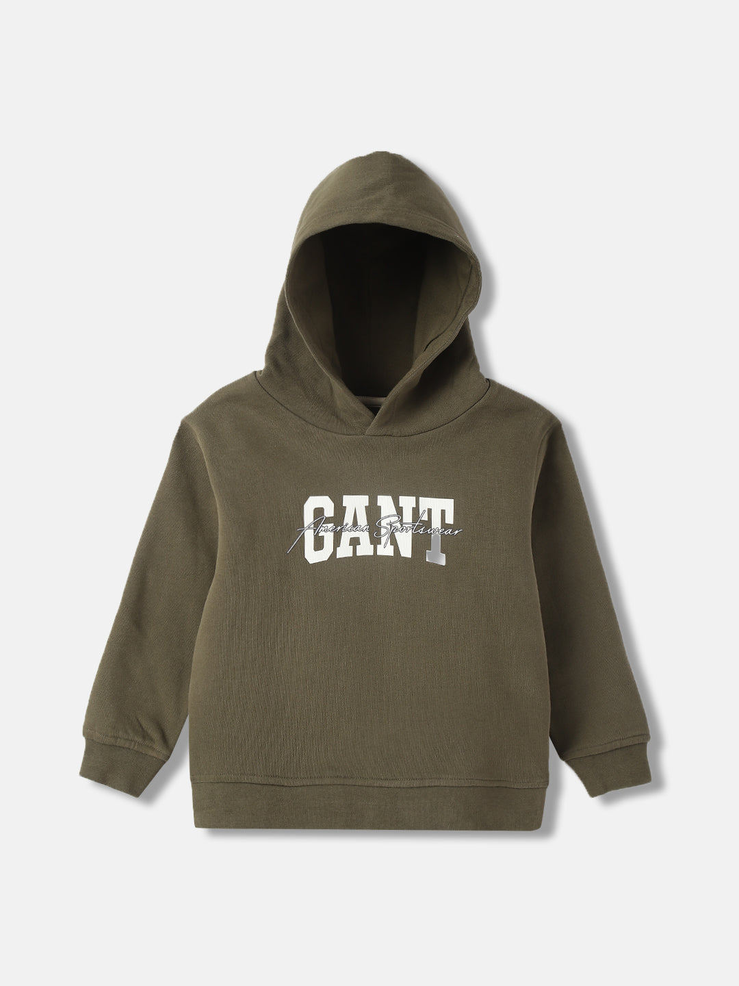 Gant Kids Green Printed Hooded Full Sleeves Pullover Style Sweatshirt