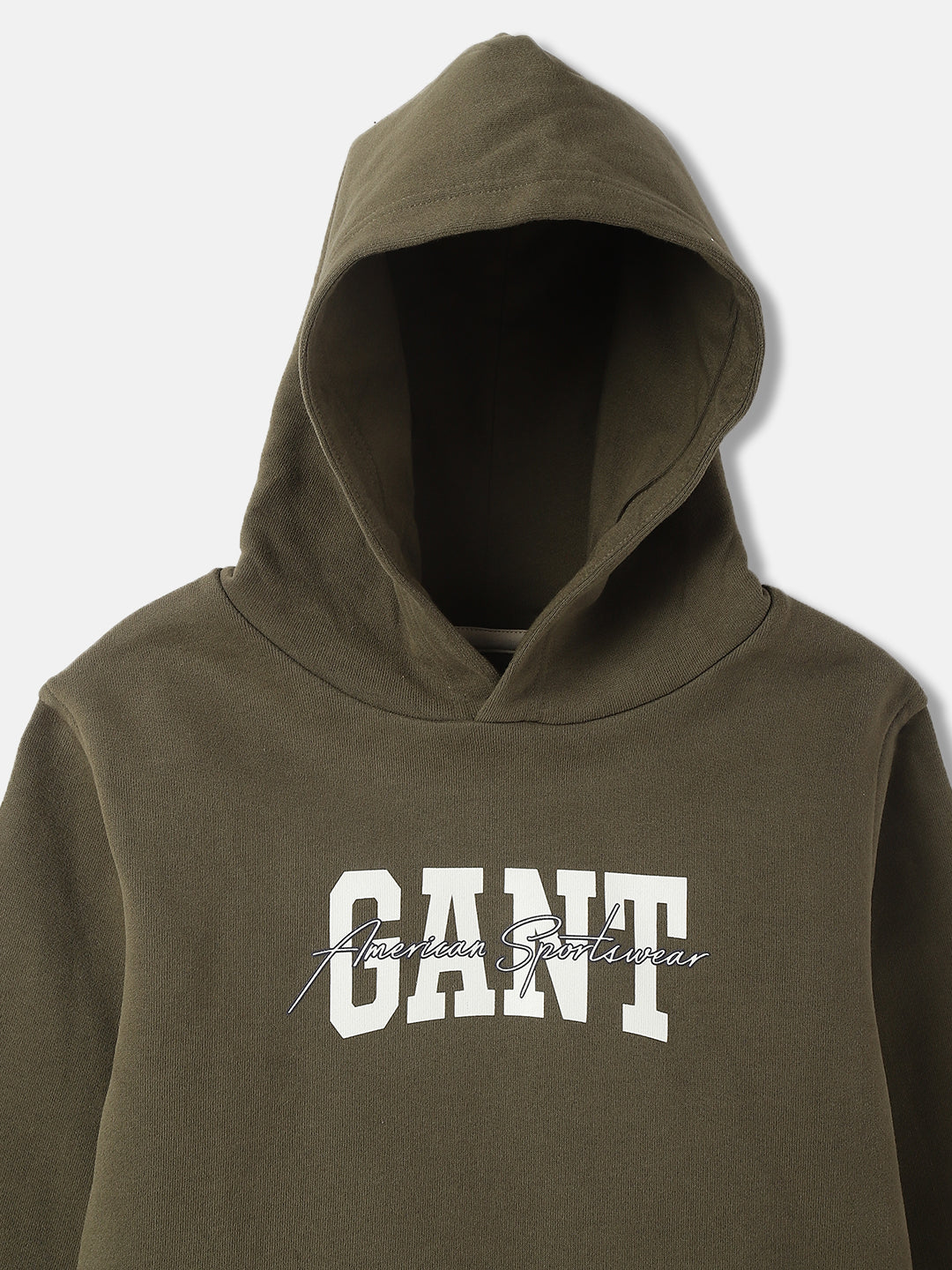 Gant Kids Green Printed Hooded Full Sleeves Pullover Style Sweatshirt