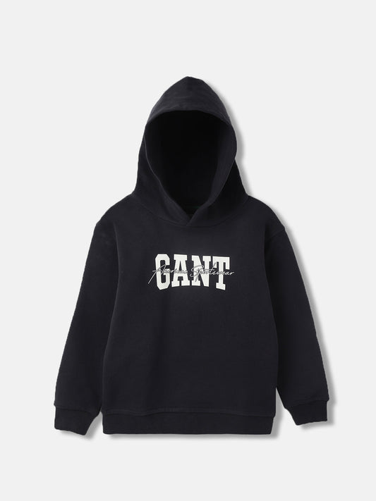 Gant Kids Blue Solid Hooded Full Sleeves Pullover Style Sweatshirt