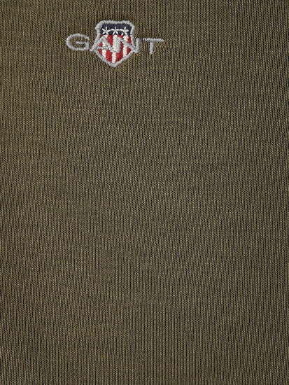 Gant Kids Green Solid Hooded Full Sleeves Front-open Sweatshirt