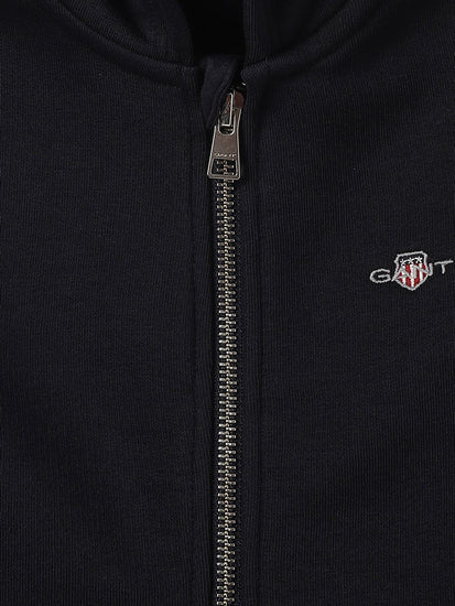 Gant Kids Blue Solid Hooded Full Sleeves Front-open Sweatshirt