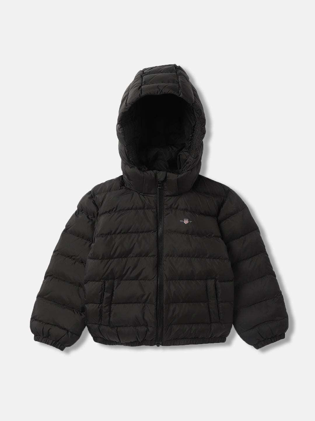 Gant Boys Black Solid Hooded Full Sleeves Puffer Jacket